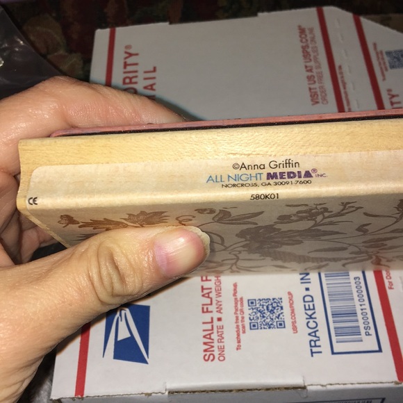 VTG Unused Anna Griffin Night Media Stamp 5”x4”x1” Ivy, Leaves & Flowers - Picture 3 of 4